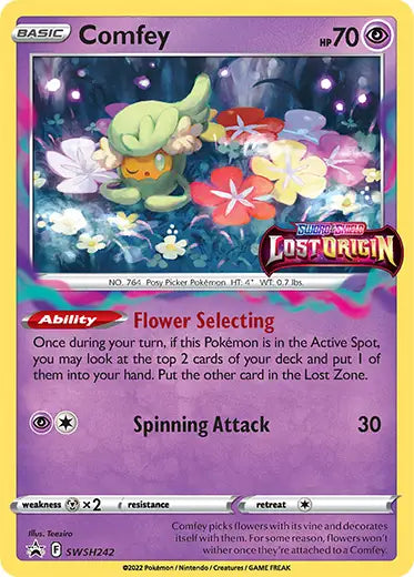 Pokemon TCG: Lost Origin - Comfey SWSH242 Prerelease Promo